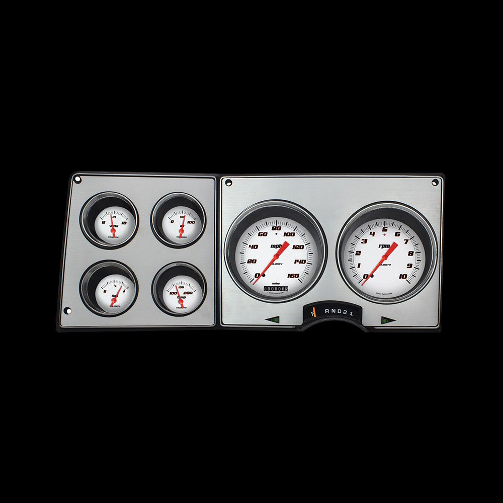 Upgrade the look and performance of your classic Chevy or GMC with this 1973–87 Square Body Direct-Fit Gauge Cluster, designed specifically for C/K Series pickups, Suburbans, Blazers, and Jimmys. Part of the nostalgic G-Stock Series, this all-electric cluster features a speedometer, tachometer, and gauges for fuel, oil pressure, water temperature, and voltage all housed in a factory style light blue injection molded case. This plug and play cluster is engineered for a direct fit into the factory dash and is designed to reuse the original dash bezel and gear indicator, preserving the vintage interior look. The kit includes everything needed for a smooth installation, including a new lens and all required sending units. No control boxes are required, thanks to built-in ZST™ technology which connects directly to ECM or VSS signals. Whether you’re restoring your truck or giving it a clean modern upgrade with a classic vibe, this 1973–87 Chevy/GMC gauge cluster is the perfect solution. Key Features: Direct-fit installation for 1973–87 Chevy and GMC Square Body trucks, Blazers, Suburbans, and Jimmys All-electric gauges: speedometer, tachometer, fuel, oil pressure, voltage, and temperature LED backlighting with dimmer control and molded light intensifier ring for even illumination Green LED turn signal indicators in stock positions Red LED Halo™ high beam indicator hidden in the tach ZST™ signal support, no external boxes needed Works with factory or aftermarket fuel sending units (ohm range selector built-in) Designed to reuse original gear indicator and dash bezel Includes standard GM sender kit (temp, oil, fuel, and speedometer senders part no. SNGM) Comes with new lens and all required hardware for installation