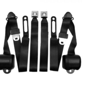 1973-87 Chevy/GMC Truck Black 3 Point Bench Seat Belts, pr. (w/ Hardware)