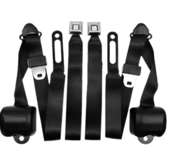 1973-87 Chevy/GMC Truck Black 3 Point Bench Seat Belts, pr. (w/ Hardware)