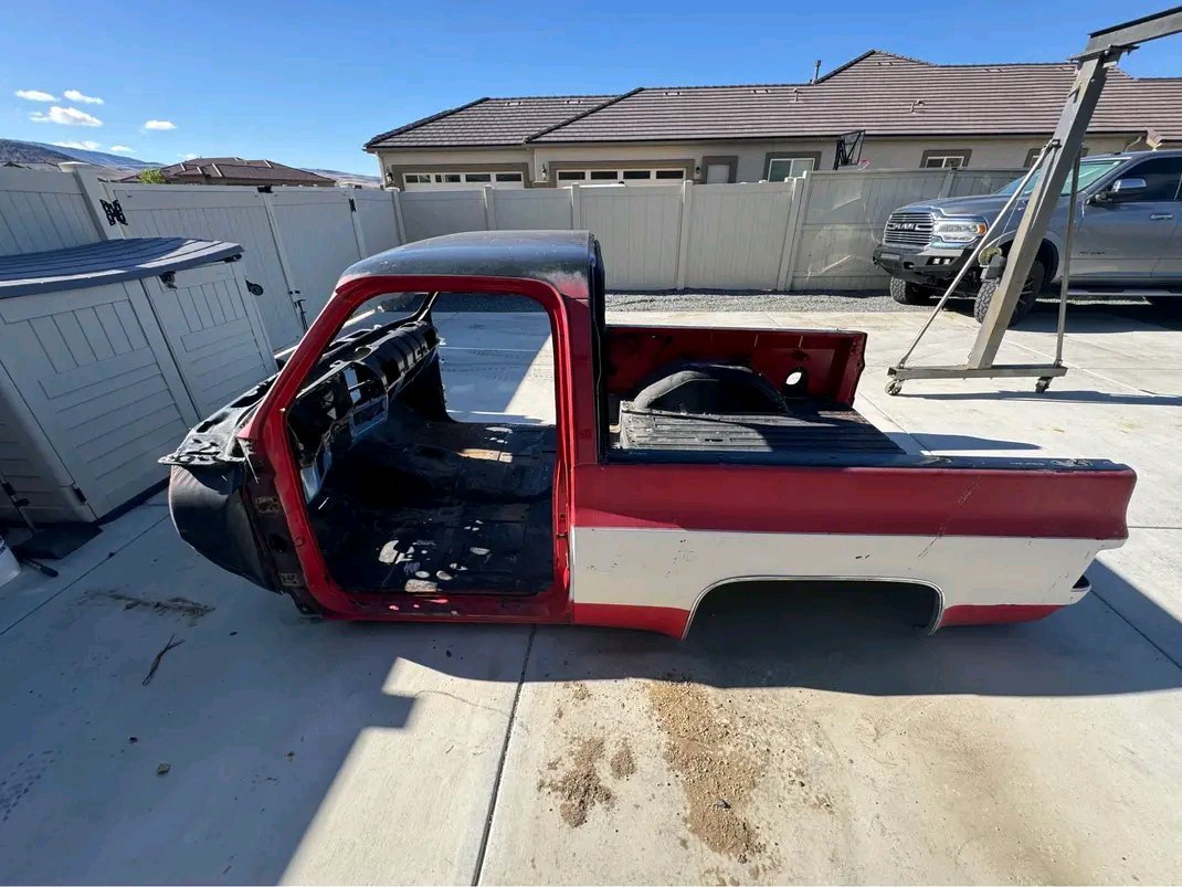 disassembled vintage Chevrolet or GMC “squarebbody